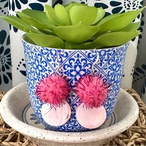 Pink 💕 Pom Pom Earrings
